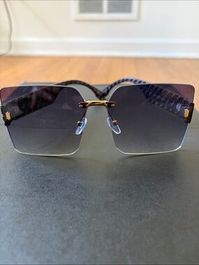 Fendi Rimless Sunglasses in Gradient Navy with Gold Hardware